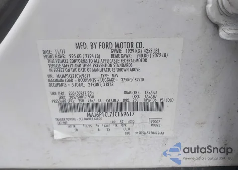 2018 Ford Ecosport Ses z USA, uszkodzony, nr VIN MAJ6P1CL7JC169617